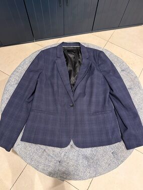 Banana Republic Women’s Single Button Plaid Blazer Navy size 16